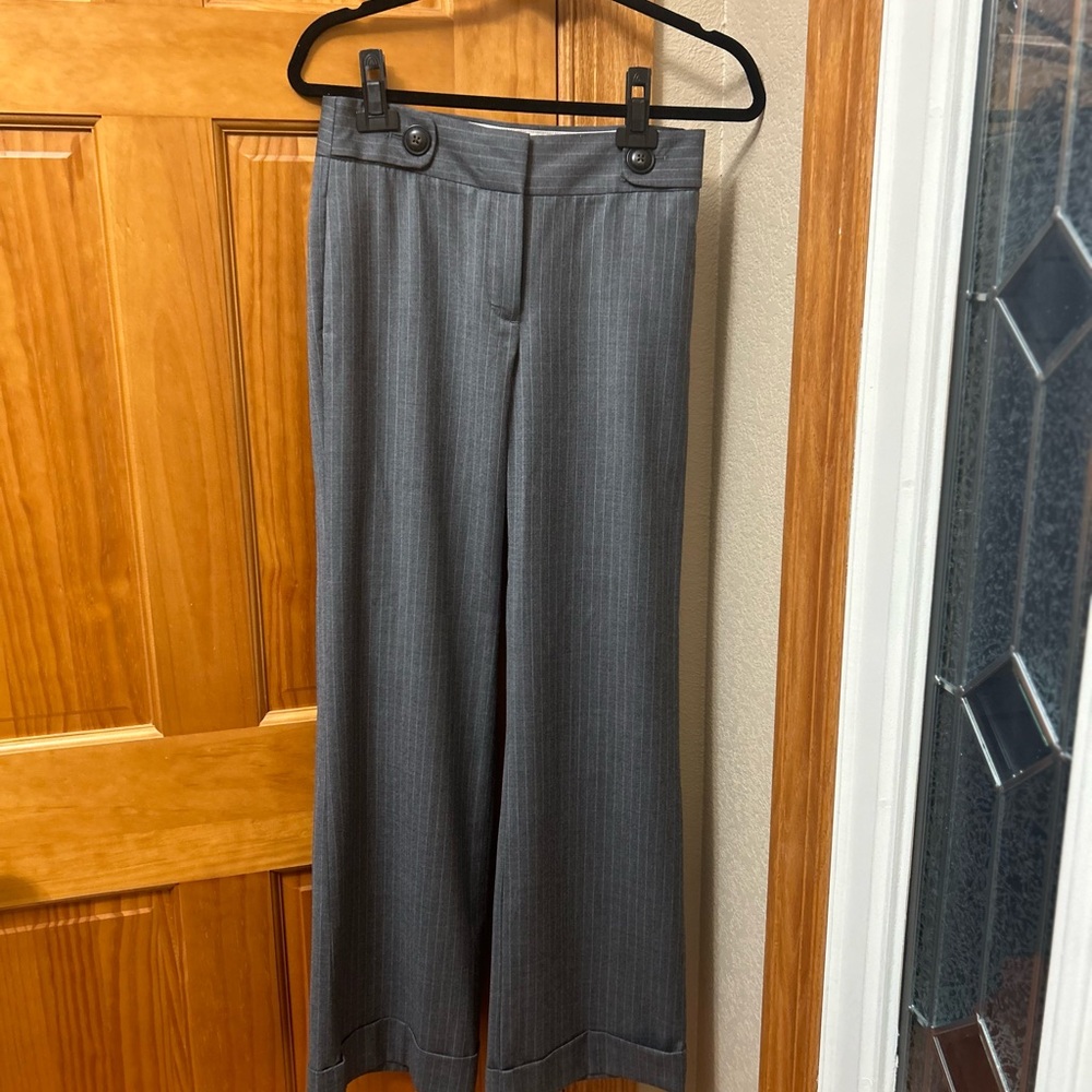 J. CREW Wide Leg Gray Pinstriped Pants